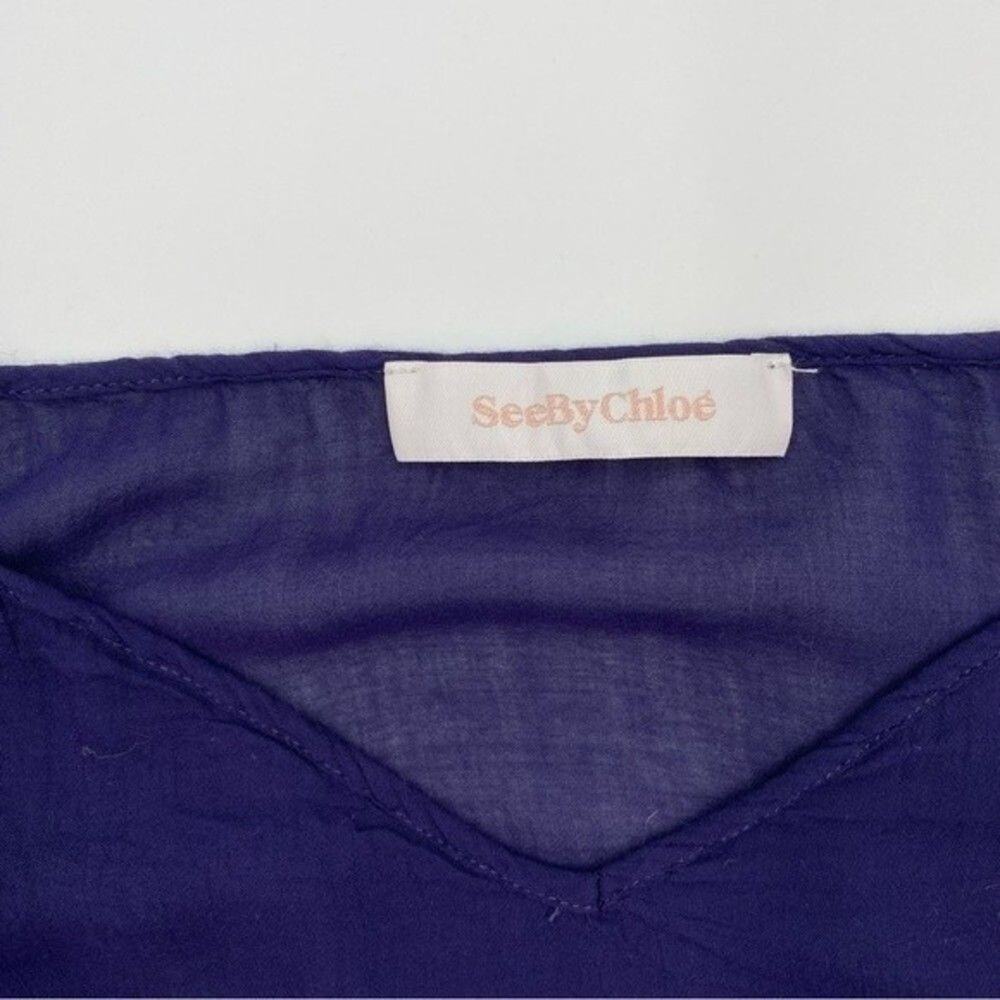 See By Chloe Midnight Blue Sheer Camisole Tank Designer Luxury - Picture 5 of 8